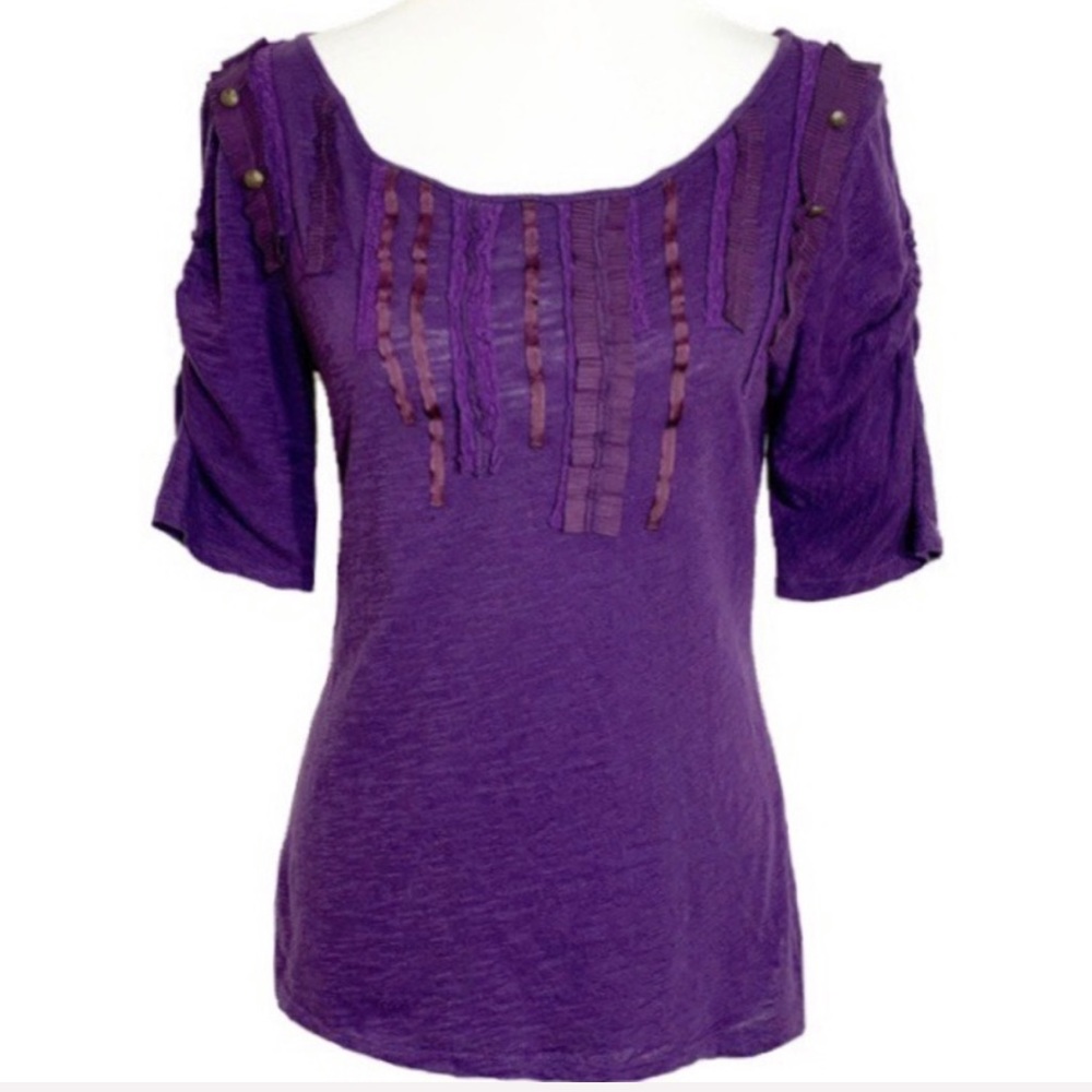 2/$20🌸 Anthropologie Ribbon Ruched Purple Top
